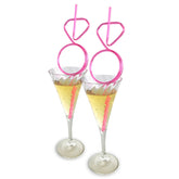 Glitterati Diamond Straw Set for Hens Party - Set of 8 Pink Diamond Twisty Straws Party Supplies